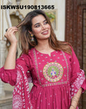 Printed Cotton A-Line Kurti With Pant And Dupatta-ISKWSU190813665