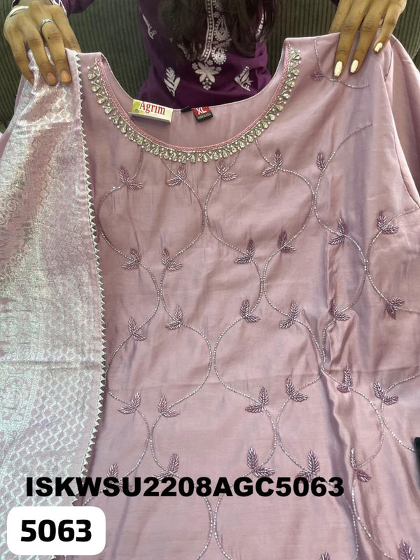 Embroidered Maslin Silk Kurti With Maslin Pant And Dupatta-ISKWSU2208AGC5063