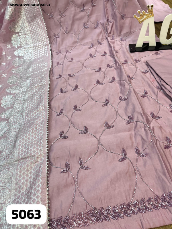 Embroidered Maslin Silk Kurti With Maslin Pant And Dupatta-ISKWSU2208AGC5063