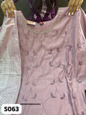Embroidered Maslin Silk Kurti With Maslin Pant And Dupatta-ISKWSU2208AGC5063