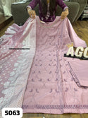 Embroidered Maslin Silk Kurti With Maslin Pant And Dupatta-ISKWSU2208AGC5063
