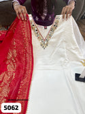 Embroidered Maslin Silk Kurti With Pant And Silk Dupatta-ISKWSU2208AGC5062