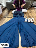 Embroidered Crepe Crop Top With Palazzo And Dupatta-ISKWPL2208AGC5060