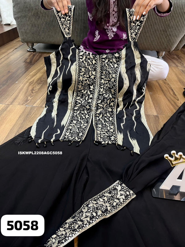 Embroidered Chinon Silk Top With Palazzo And Dupatta-ISKWPL2208AGC5058