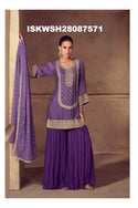 Digital Printed Chinon Kurti With Sharara And Dupatta-ISKWSH28087571