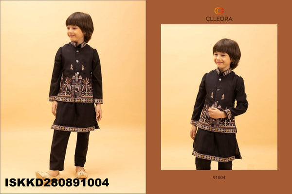 Kid's Viscose Silk Kurta With Koti And Pajama-ISKKD280891001/02/03/04/05/06