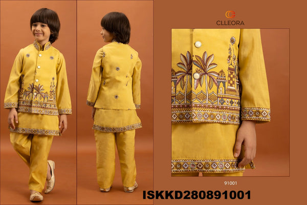 Kid's Viscose Silk Kurta With Koti And Pajama-ISKKD280891001/02/03/04/05/06