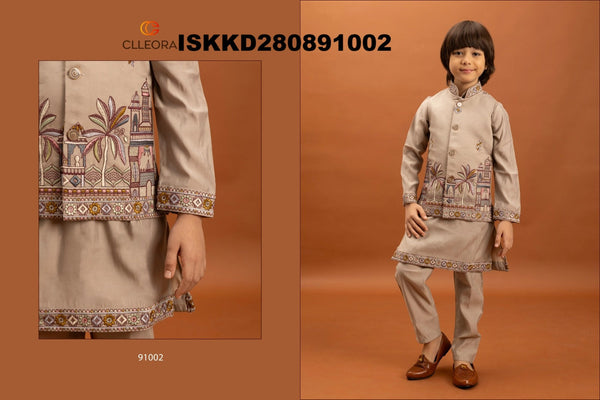 Kid's Viscose Silk Kurta With Koti And Pajama-ISKKD280891001/02/03/04/05/06