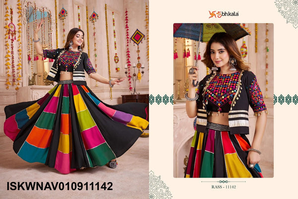 Embroidered Viscose Cotton Lehenga With Blouse And Jacket-ISKWNAV010911142