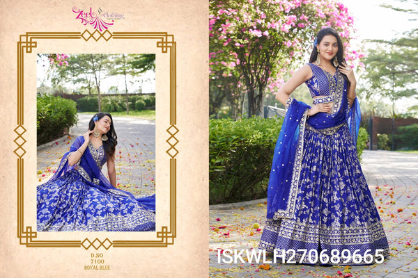 Embroidered Dola Silk Jacquard Lehenga With Blouse And Dupatta-ISKWLH270689665