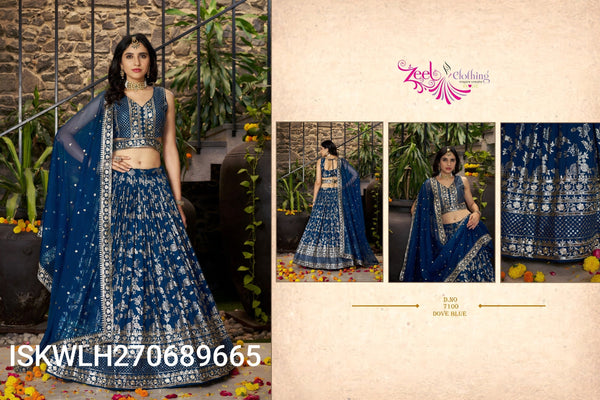 Embroidered Dola Silk Jacquard Lehenga With Blouse And Dupatta-ISKWLH270689665