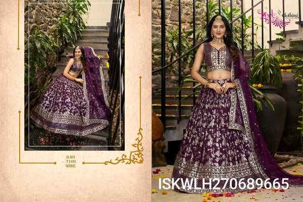 Embroidered Dola Silk Jacquard Lehenga With Blouse And Dupatta-ISKWLH270689665