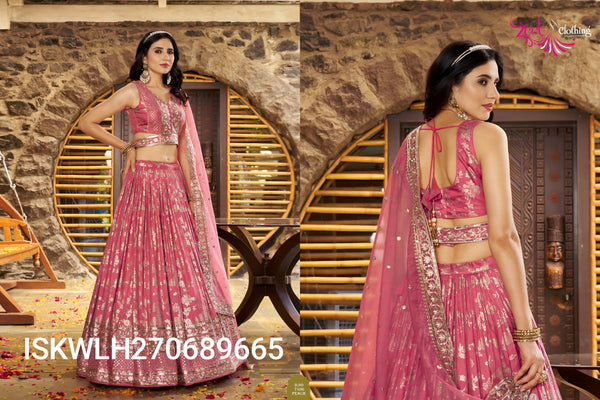 Embroidered Dola Silk Jacquard Lehenga With Blouse And Dupatta-ISKWLH270689665