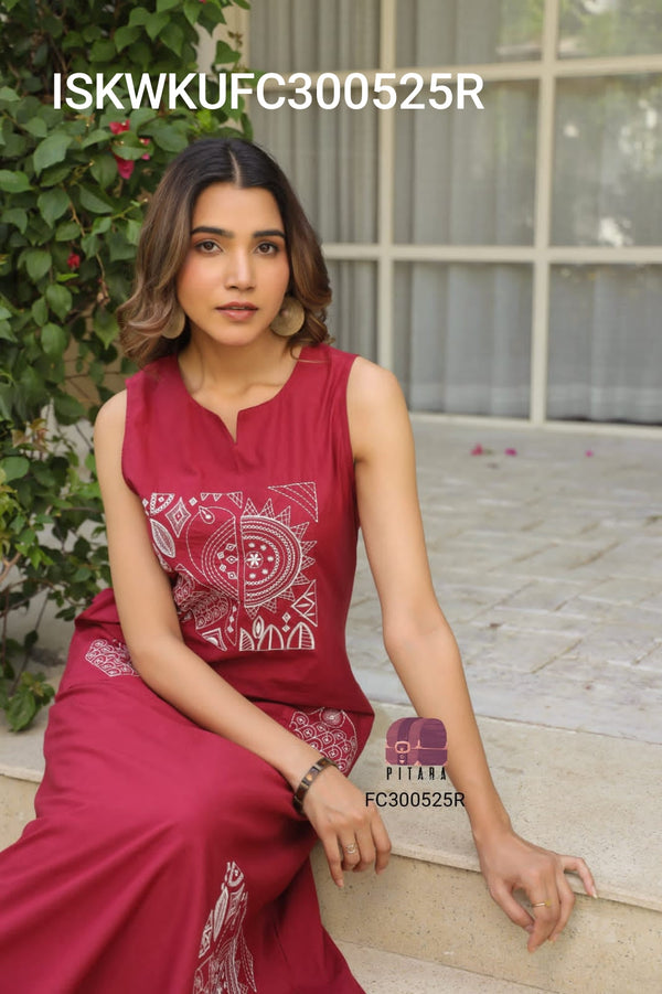 Embroidered Cotton Kurti With Pant-ISKWKUFC300525R/FC300525B
