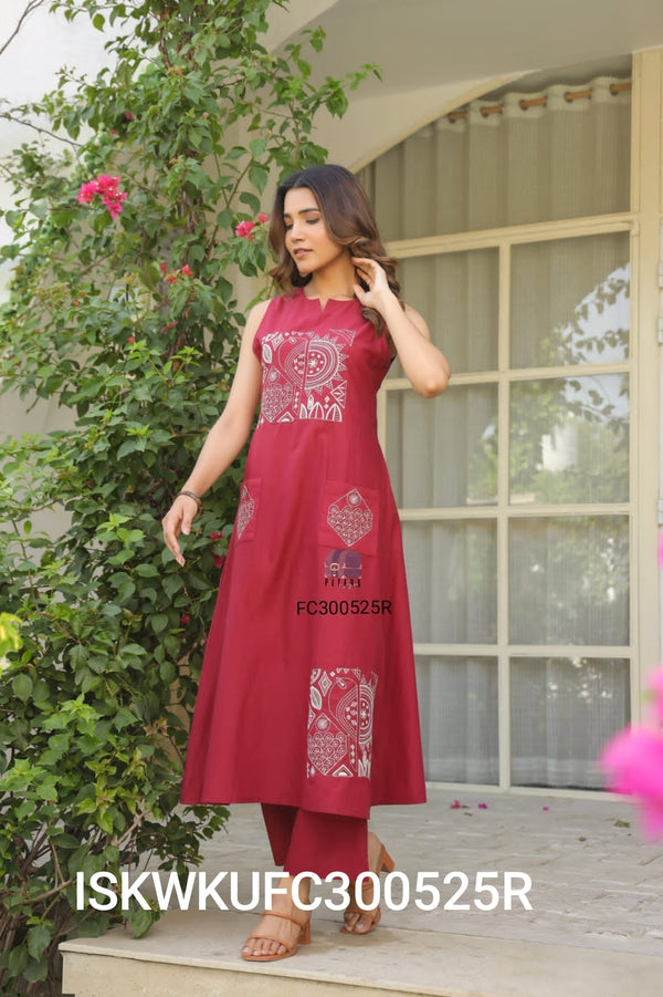 Embroidered Cotton Kurti With Pant-ISKWKUFC300525R/FC300525B