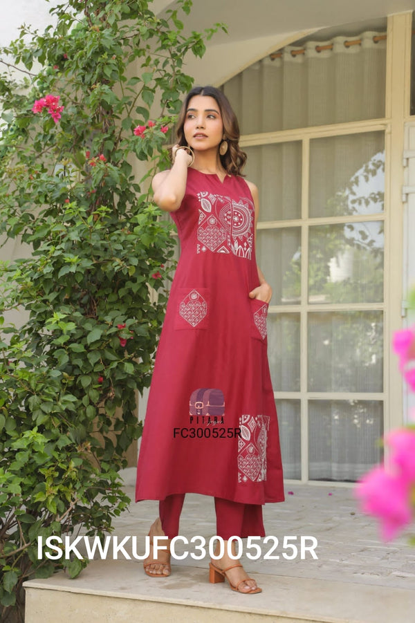 Embroidered Cotton Kurti With Pant-ISKWKUFC300525R/FC300525B