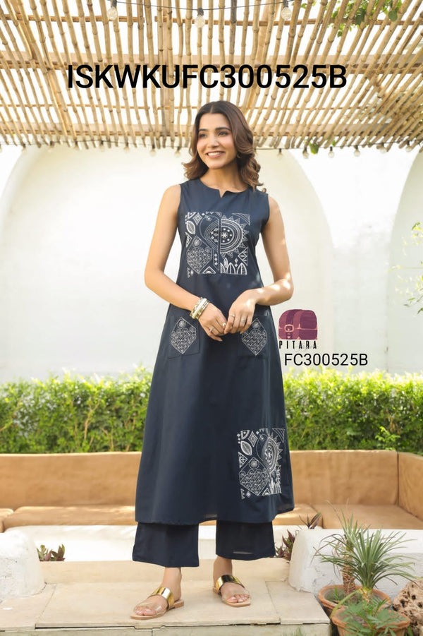 Embroidered Cotton Kurti With Pant-ISKWKUFC300525R/FC300525B