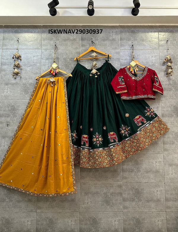 Sequined Rayon Cotton Lehenga With Blouse And Dupatta-ISKWNAV29030937