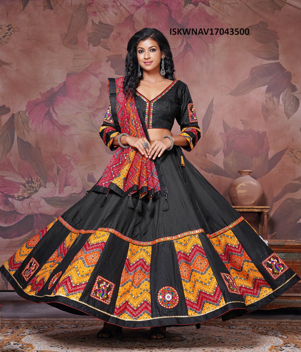 Rayon Cotton Lehenga With Blouse And Printed Cotton Dupatta-ISKWNAV17043500