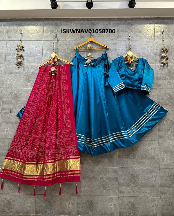 Gaji Silk Lehenga With Blouse And Contrast Lagdi Patta Dupatta-ISKWNAV01058700