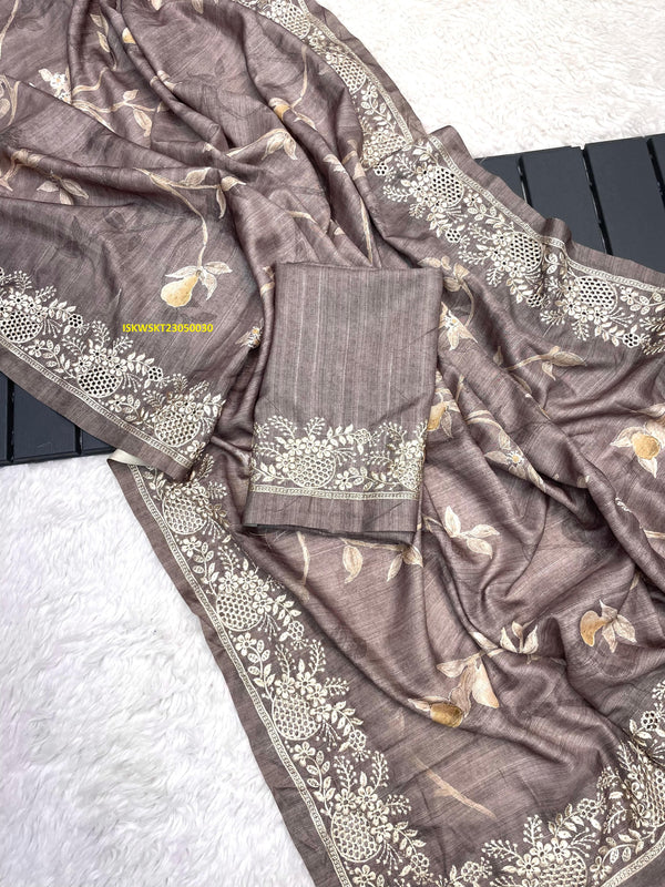 Embroidered Handloom Silk Saree With Blouse-ISKWSR23050030