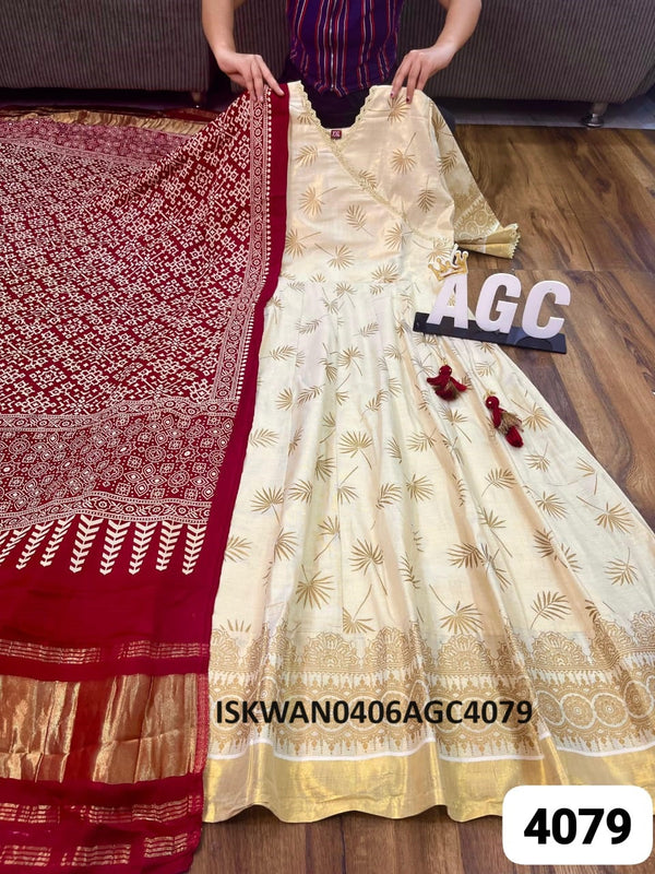 Printed Silk Anarkali With Patola Printed Dupatta-ISKWAN0406AGC4079
