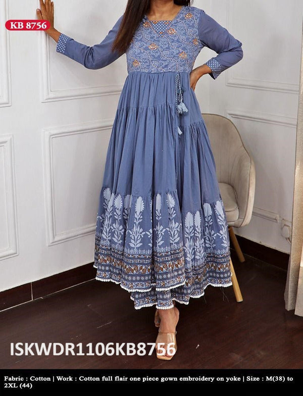 Embroidered Cotton Dress-ISKWDR1106KB8756