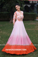 Embroidered Ombre Georgette Gown-ISKWGN2006BK739N
