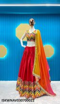 Sequined Cotton Lehenga With Blouse And Printed Georgette Dupatta-ISKWNAV030700022