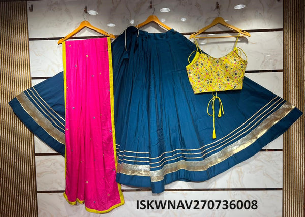 Sequined Cotton Silk Lehenga With Blouse And Dupatta-ISKWNAV270736008