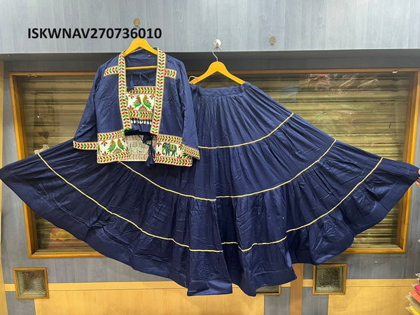 Embroidered Rayon Cotton Lehenga With Blouse And Koti-ISKWNAV270736010