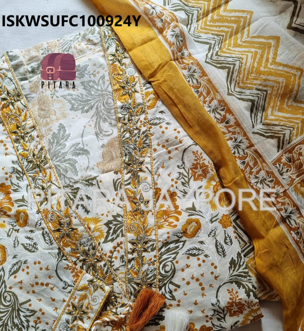 Printed Cotton Kurti With Pant And Dupatta-ISKWSUFC100924Y