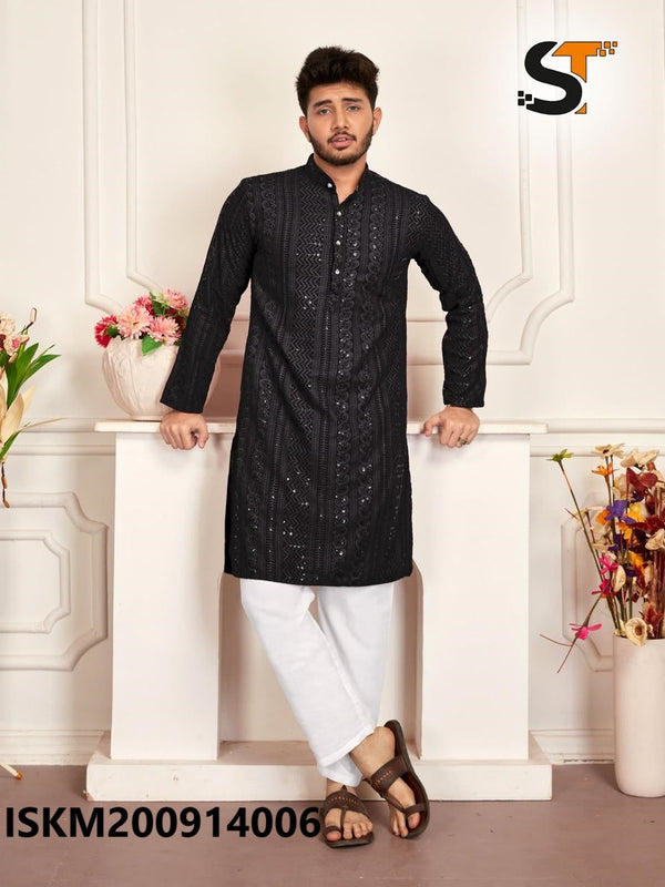 Men's Rayon Chikankari Kurta With Pajama-ISKM200914006