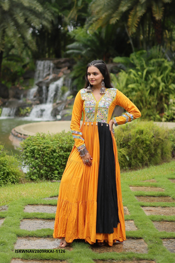 Embroidered Rayon Gown-ISKWNAV2809RKAI-1126