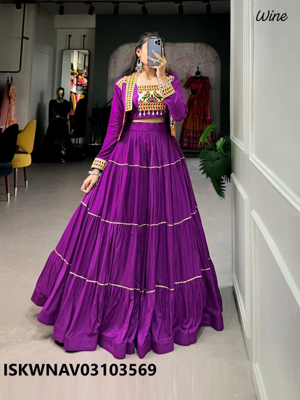 Embroidered Rayon Lehenga With Blouse And Koti-ISKWNAV03103569