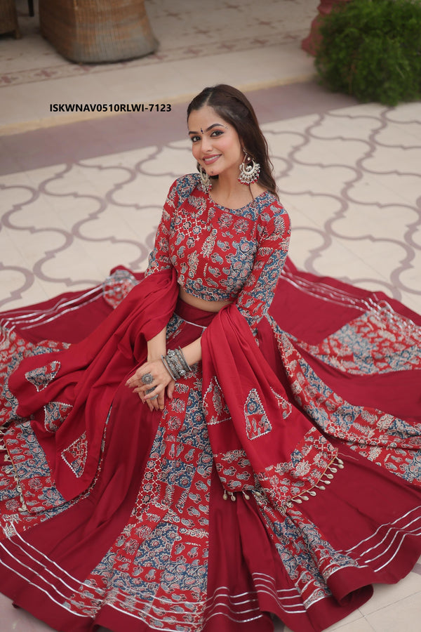 Printed Rayon Lehenga With Blouse And Dupatta-ISKWNAV0510RLWI-7123