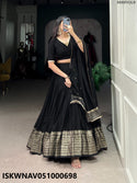 Embroidered Chanderi Lehenga With Blouse And Dupatta-ISKWNAV051000698