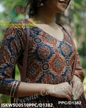 Ajrakh Printed Cotton Anarkali Kurti With Pant And Malmal Cotton Dupatta-ISKWSU0510PPC/D1382