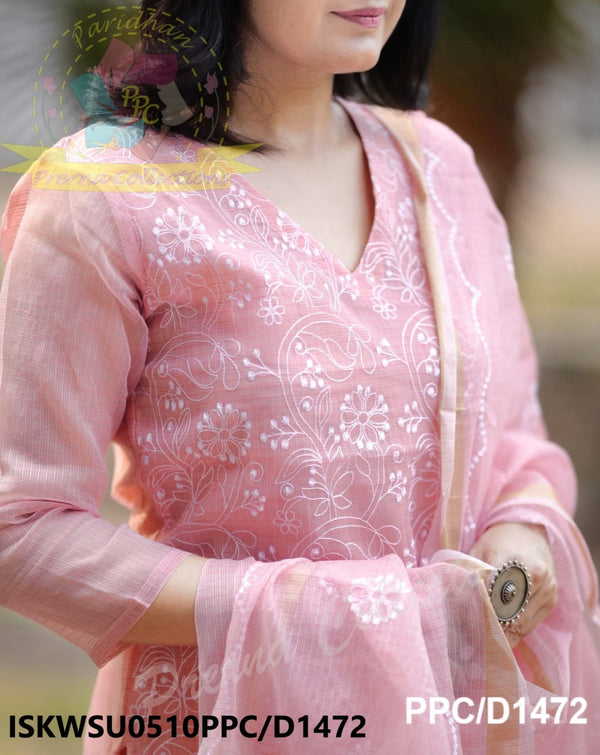 Embroidered Kota Doriya Kurti With Cotton Pant And Dupatta-ISKWSU0510PPC/D1472