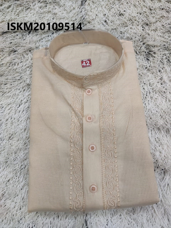 Men's Embroidered Cotton Kurta-ISKM20109514