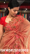 Embroidered Banarasi Tissue Saree With Blouse-ISKWSR28103903