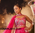 Embroidered Silk Crop Top With Palazzo And Dupatta-ISKWPL20111121