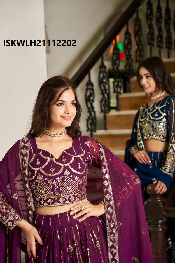 Embroidered Georgette Lehenga With Blouse And Dupatta-ISKWLH21112202