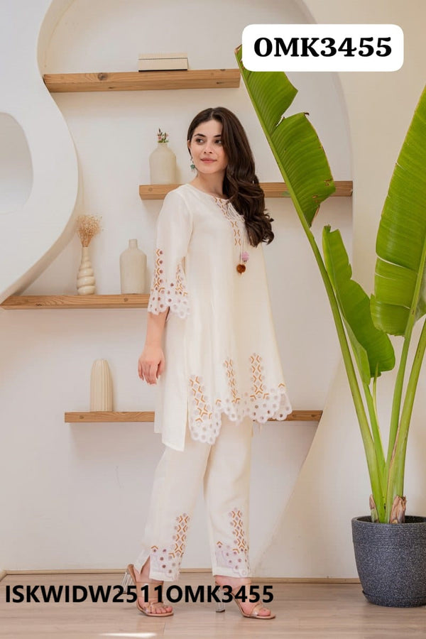 Embroidered Imported Silk Co-Ord Set-ISKWIDW2511OMK3455