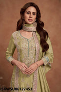 Embroidered Shimmer Silk Kurti With Pant And Dupatta-ISKWSU06127453