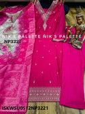 Maslin Silk Kurti With Pant And Digital Printed Banarasi Dupatta-ISKWSU0512NP3221