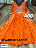 Embroidered Maslin Silk Gown With Organza Dupatta-ISKWGN0512AGC4502