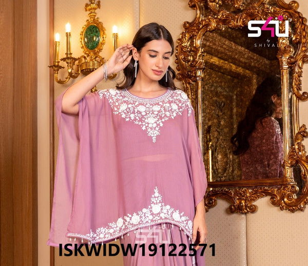 Embroidered Georgette Top Attached With Inner And Pleated Bottom-ISKWIDW19122571