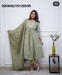 Embroidered Cotton A-Line Kurti With Pant And Dupatta-ISKWSU19128599