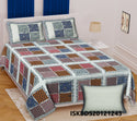 Ajrakh Printed Cotton King Size Bedsheet With Pillow Cover-ISKBDS20121243